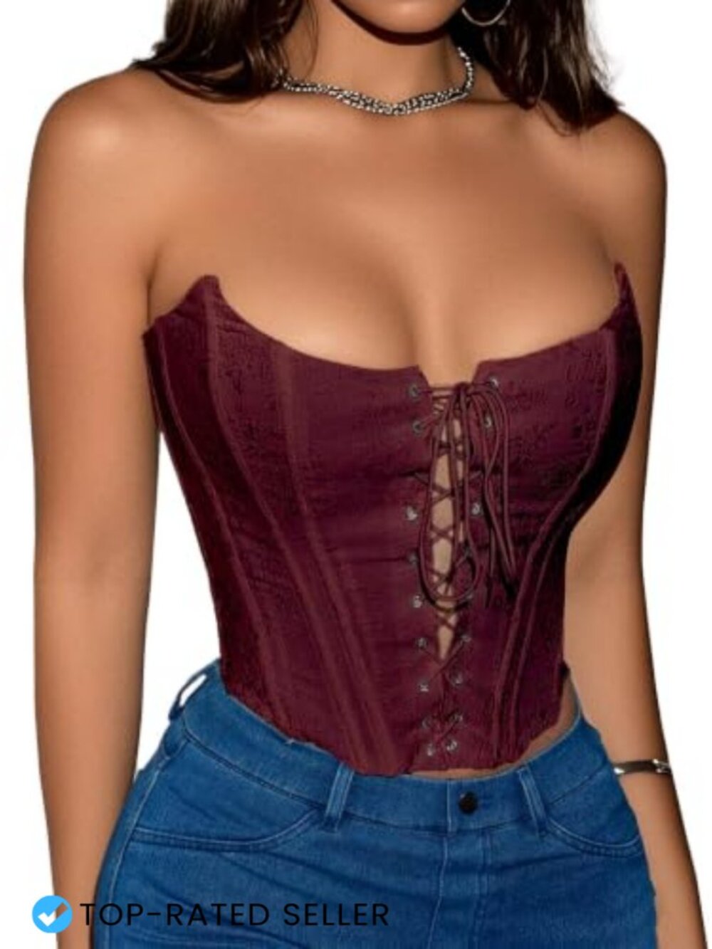 Lace Up Corset Top Women Overbust Bustier Crop Backless Y2k